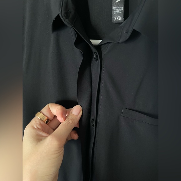 Athleta Urbanite Black Button-Down Collared Shirt | XXS - Picture 8 of 11